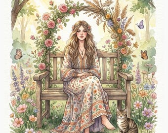 Cartão para o Dia das Mães estilo Cottagecore para imprimir, download digital para mamãe com tema de jardim floral boho.