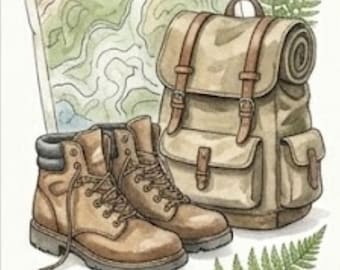 Cartão de aniversário para amantes de aventura, imprimível, para quem gosta de trilhas, cartão de felicitações para amantes da natureza (download digital).