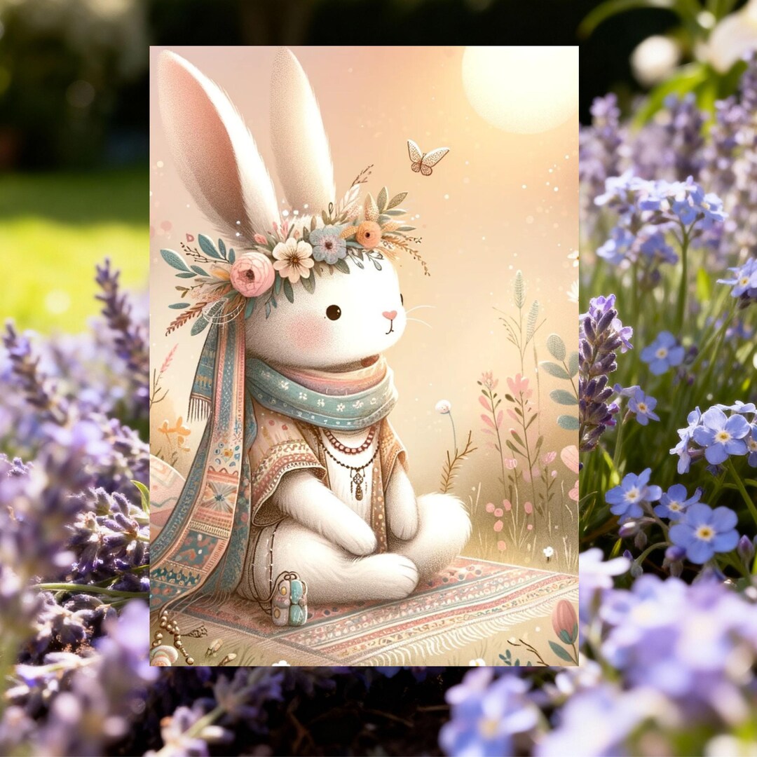 Boho Bunny Easter Printable Card Set | Spiritual Bunnies Digital ...