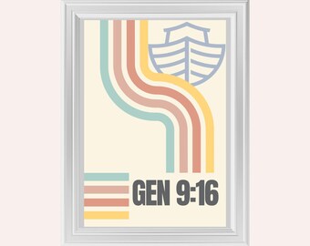Rainbow Promise Printable Genesis 9:16 Bible Verse Digital Download