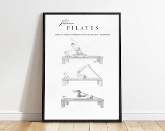 Reformer pilates studio poster. Printable digital download A2 portrait wall art, frame print