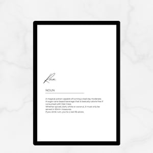 Rum grappige definitie zelfstandig naamwoord cadeau. afdrukbare digitale download muurkunst frame print.