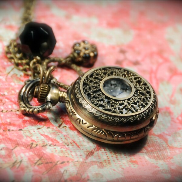 The Witching Hour - Neo Victorian Mini Pocket Watch Necklace