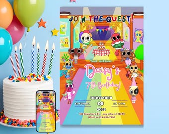 Invitación de cumpleaños de Dandys World para niñas: Plantilla editable de Canva (descarga digital)