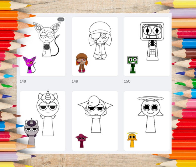Sprunki Characters Coloring Book: 42 Printable Pages (PDF) - Etsy