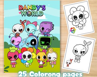 Páginas para colorear de Dandy's World: 25 páginas imprimibles de personajes de videojuegos (descarga digital A4)