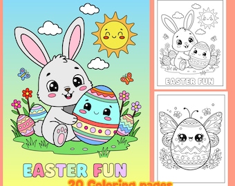Dibujos para colorear de Pascua para niños, divertidas actividades de primavera (descarga digital)