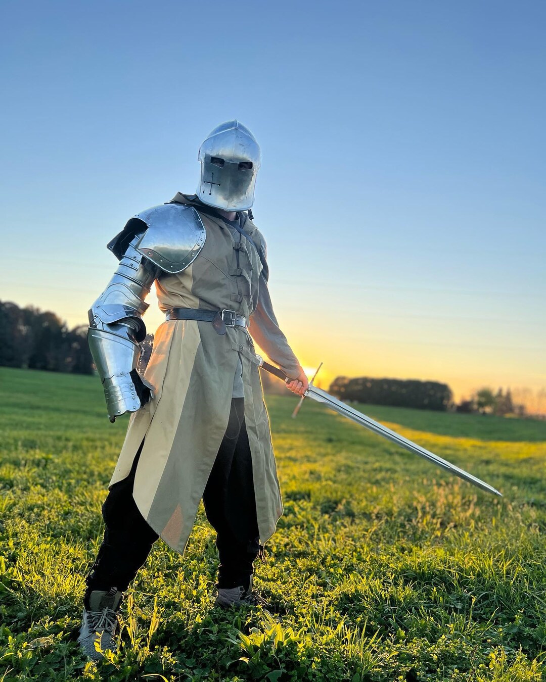 Knight Style Riot Armor Knight Armor Tunic With Steel Helmet | Medieval Outfit for Cosplay ...