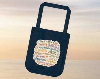 Homeopathy Organic Canvas Tote Bag | Polycrest Remedies Tote | Homeopathic Gift | Naturopathic Medicine | Holistic Health