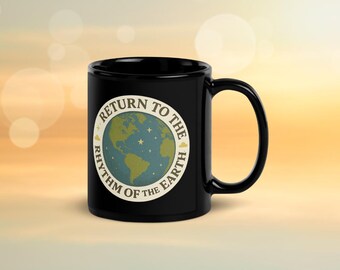 Earth Rhythm Black Mug | Mindful Living Coffee Cup