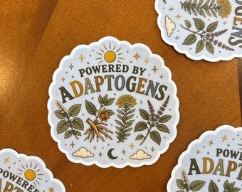 Powered by Adaptogens —  Vinyl Die Cut Sticker, Herbalism, Naturopathic Medicine, Wellness