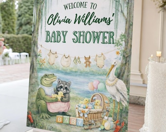 Letrero de bienvenida para baby shower "Born On Da Bayou", decoración para baby shower "Bayou", letrero para baby shower "Southern", plantilla editable, letrero para baby shower "Cajun".