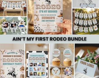Kit para festa de aniversário de 2 anos "Não é meu primeiro rodeio", Decorações para festa de aniversário com tema de caubói, Segundo aniversário no Velho Oeste, Decorações para segundo aniversário com tema de rodeio