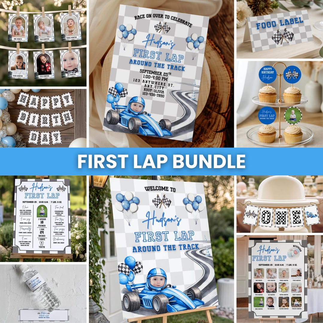 First Lap Around the Track Birthday Bundle, Race Car First Birthday ...