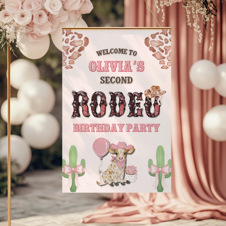 First Rodeo Flower Editable Cowgirl Rodeo Birthday Welcome Sign, Ain’t My First Rodeo ...