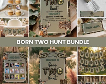 Kit de Aniversário "Nascido para Caçar", Decorações para Festa de 2 Anos com Tema de Caça, Decoração Camuflada para Festa de Veado, Kit para Festa de Aniversário de 2 Anos com Tema de Camuflagem, Decoração de Caça