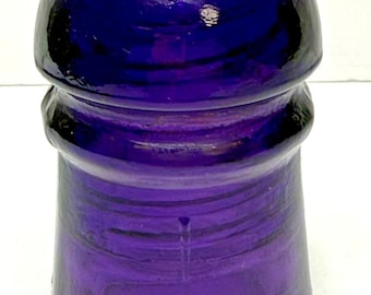 Pony Glass Insulator CD 102 Vibrant Purple Vertical Bar 3.5"H Bubbles