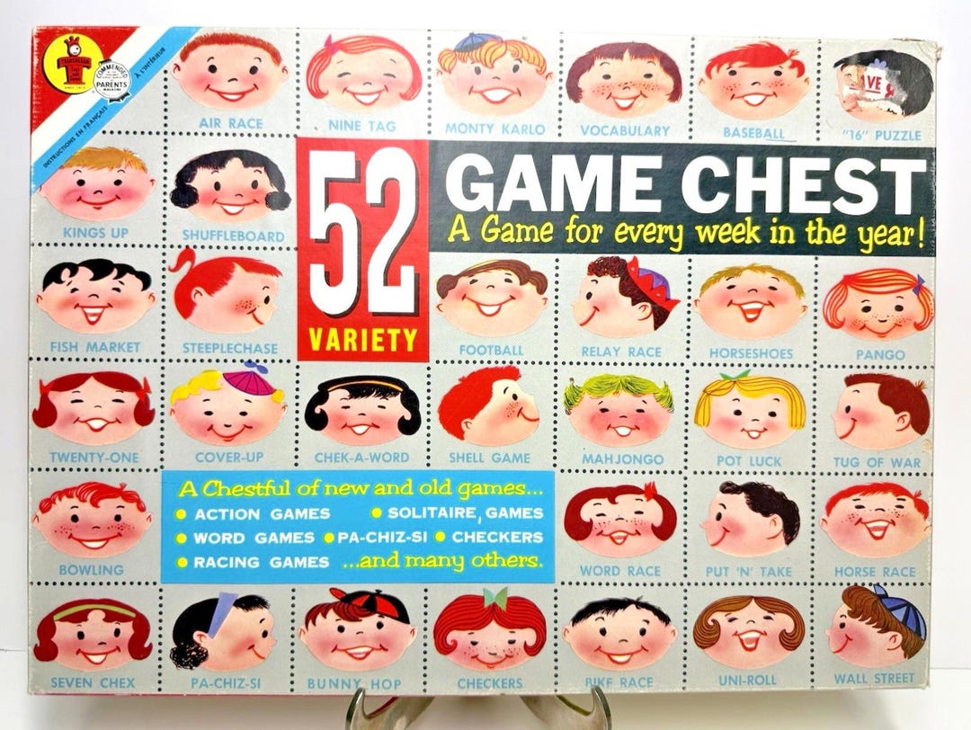 Vtg 52 Variety Game Chest Transogram Toys 1958 MCM Childrens Decor ...