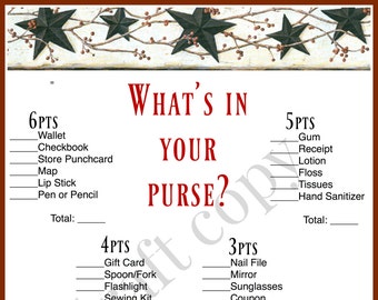 House Warming Party: What's in your purse? Download & Print} Instant Download