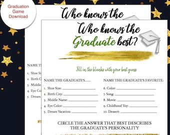 Party Game for Graduation Event Celebration | Highschool Gradation, 8th Grade Graduation | Who knows the Graduate the best | Custom Colors