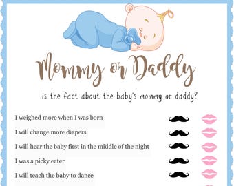 Baby Shower Game-Mommy or Daddy Trivia Instant Download
