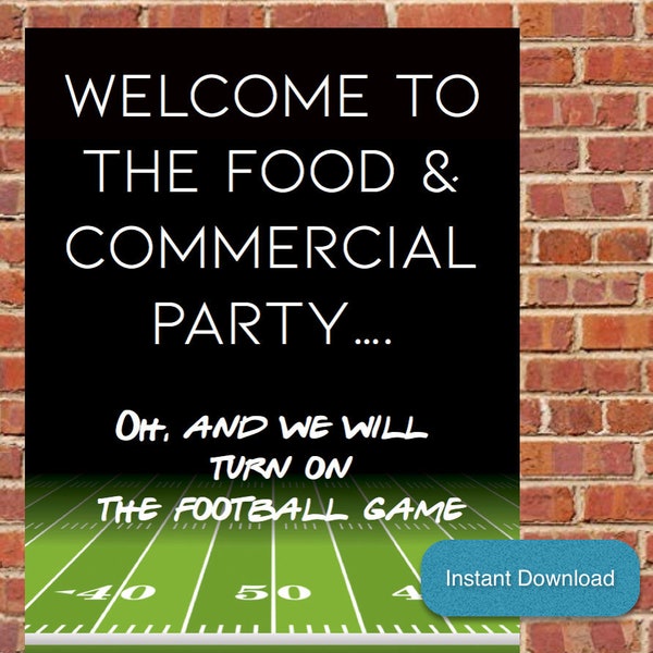 Super Bowl Party Decoration | Football Party| Super Bowl Sunday | Super Bowl Party Sign | Instant Download