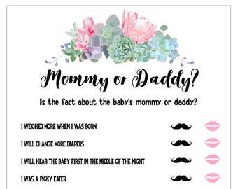Baby Shower Spiel-Mommy or Daddy Quiz Sofort Download | Baby Shower Quiz Spiel | Party Spiele Downloads zum Ausdrucken
