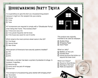 House Warming Party Trivia Game | House Trivia | New Home Trivia Game | Instant Download and Answer Key