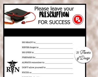 Prescription for Success- Nursing Graduation Advice Cards - Instant Download - Graduation Printables - DIY Graduation Download