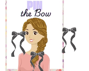 Pin the Bow - Birthday Party Game \  Printable Poster Pin the Emoji along with Bow cut outs
