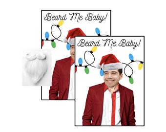 Pin the Santa Beard on the Groom Santa- Holiday \ Bachelorette Party Game - Customized with your Grooms Pic, beard clipart Included