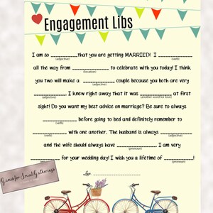 Engagement Libs Wedding Shower Mad Libs Engagement Party - Etsy