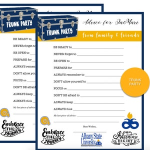 Graduation Trunk party { Advice Cards} Advice Download -Trunk Party Ideas - Customized Download