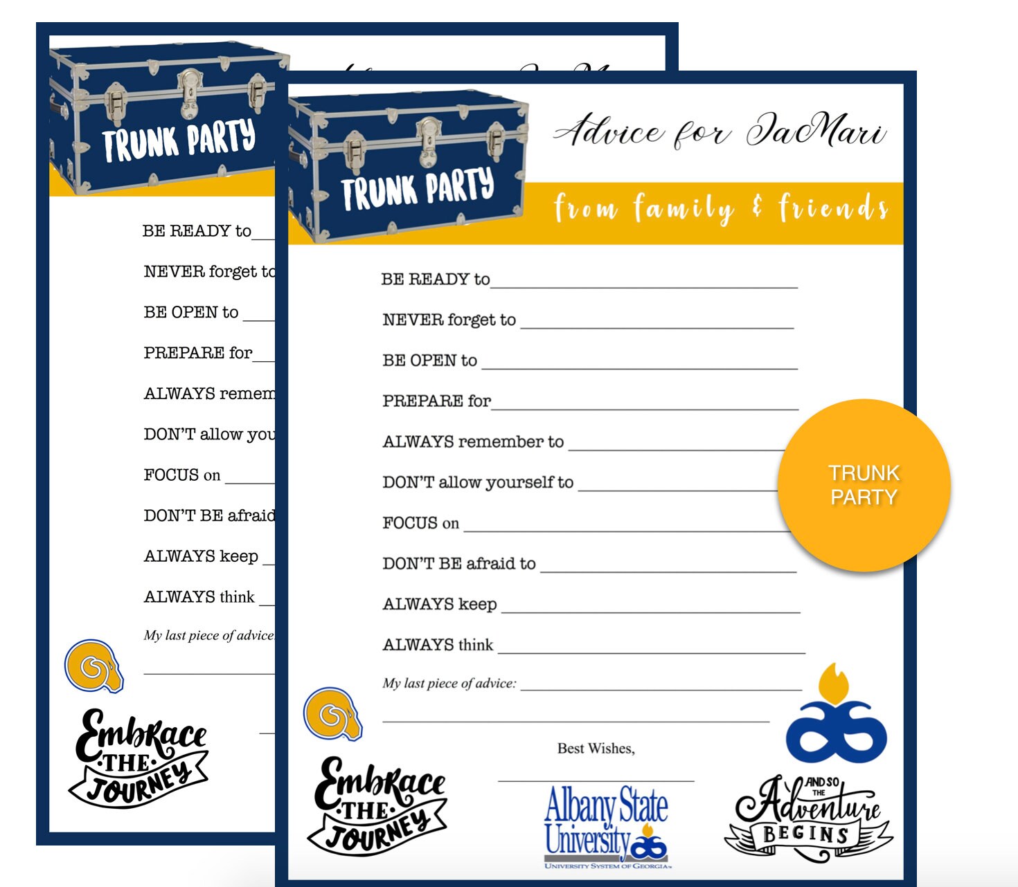 Graduation Trunk Party Advice Cards Advice Download trunk Party Ideas Customized Download - Etsy graduation-trunk-party-advice-cards-advice-download-trunk-party-ideas-customized-download-etsy