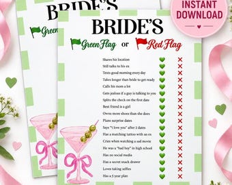 Bride's Green Flag or Red Flag Game | Bachelorette Party Printable | Instant Download Bridal Shower Game