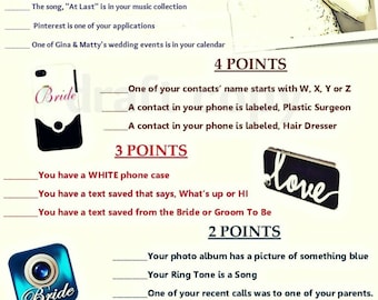 Bachelorette Party or Bridal Shower Game-Whats in your phone?