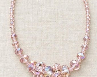 Pink Crystal Beaded Necklace - Sparkling Pink Statement Jewelry
