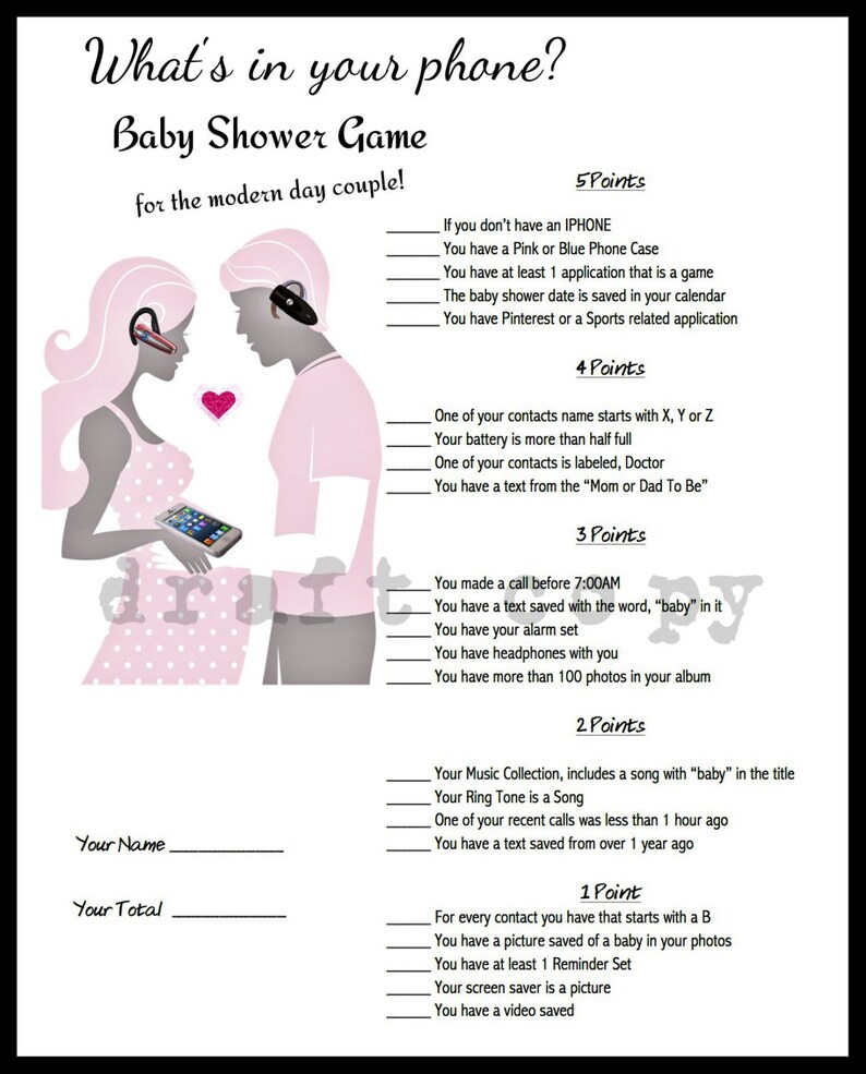 Baby Shower Game Whats In Your Phone Game For Couples Shower Etsy Baby Shower Game Whats In Your Phone Game For Couples Shower Etsy
