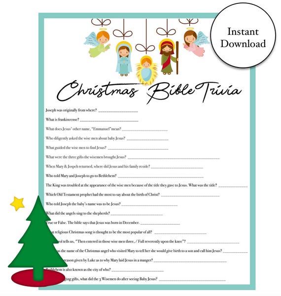 Christmas Bible Trivia Game Instant Download Holiday Party Etsy