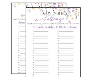 Baby Shower Game-Baby Name Challenge Using the parents names