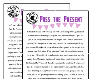 40th Birthday Party Game | Pass the Present | Printable Download | Left Right Story| Custom Download for Birthday Party Game