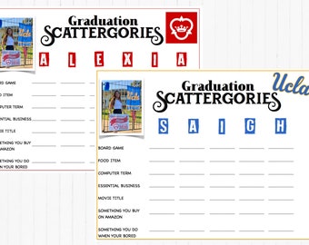 Graduierung Party Spiele, Graduierung Party Printables, Graduierung Party Ideen, Graduierung Scattergories Spiel, Graduierung Party Downloads, Grad