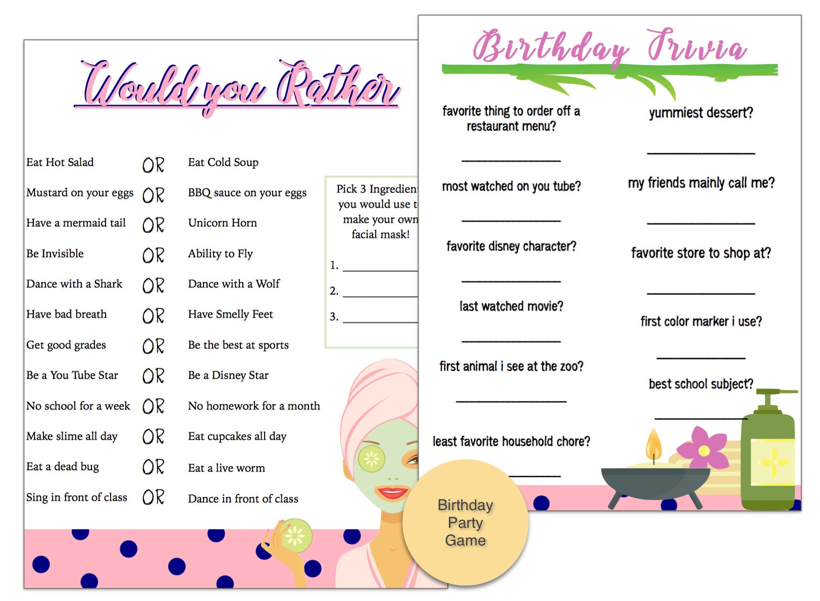 Girls Spa Party Birthday Party Game 2 Pack Girls Spa Party Etsy girls-spa-party-birthday-party-game-2-pack-girls-spa-party-etsy