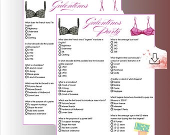 Galentines Party | Lingerie Trivia Game | Instant Download Valentines