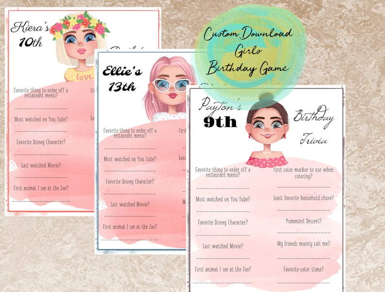 Tween Girls Birthday Party Game Who Knows the Birthday Girl Etsy