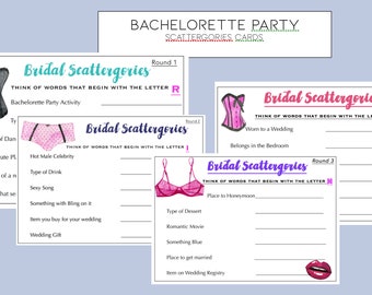 Bachelorette Party Games | Who wants to play Dirty Scattegories? | Scattergories Cards 4 Rounds- Four Different Games to play-Bridal Shower