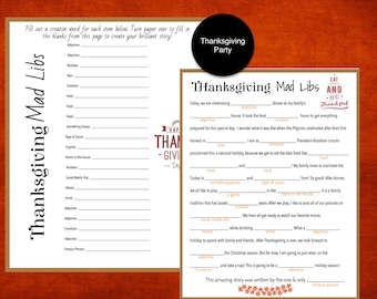Thanksgiving Mad Libs { Thanksgiving Party Ideas} Thanksgiving Dinner Party - Mad Libs Download