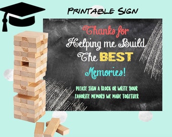 Graduation Party Sign- Custom Download- Print & Frame- Graduation party Decorations- Memory Block Sign