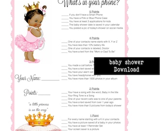 Baby Shower Spiel-was ist in Ihrem Handy? | Baby-Prinzessin-Thema