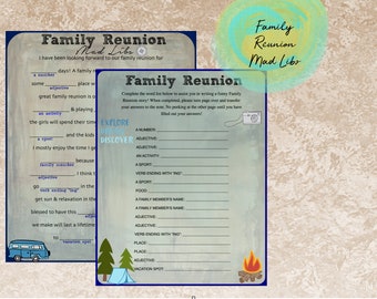 Family Reunion Game | Mad Libs-Instant Download | Family Reunion Activity| Reunion Mad Libs-Printable